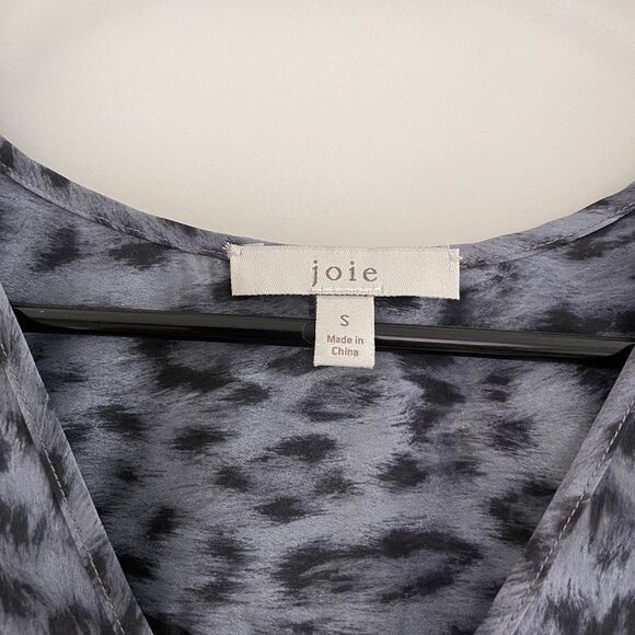 Joie Blue Leopard Long Sleeve Blouse - Picture 2 of 4